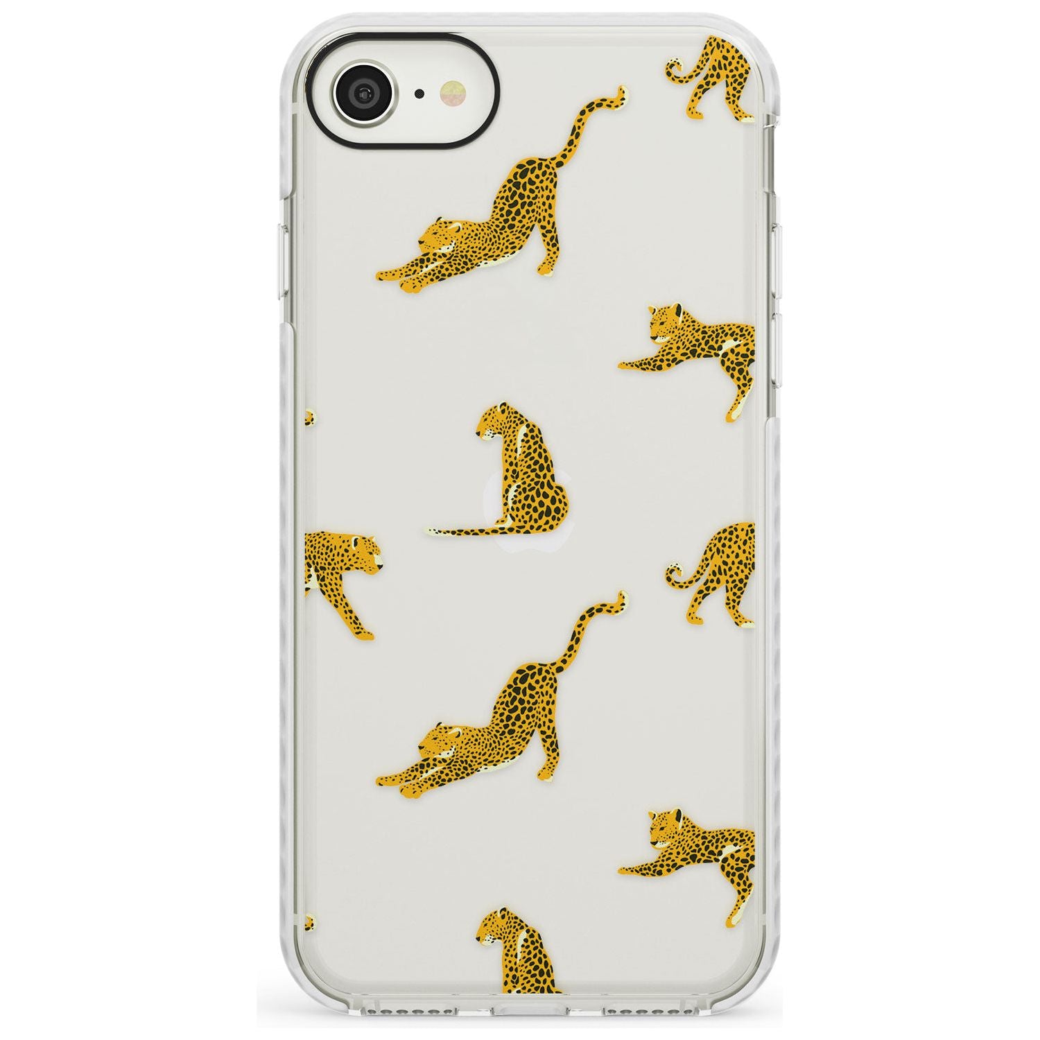 Clear Jaguar Jungle Cat Pattern Impact Phone Case for iPhone SE 8 7 Plus