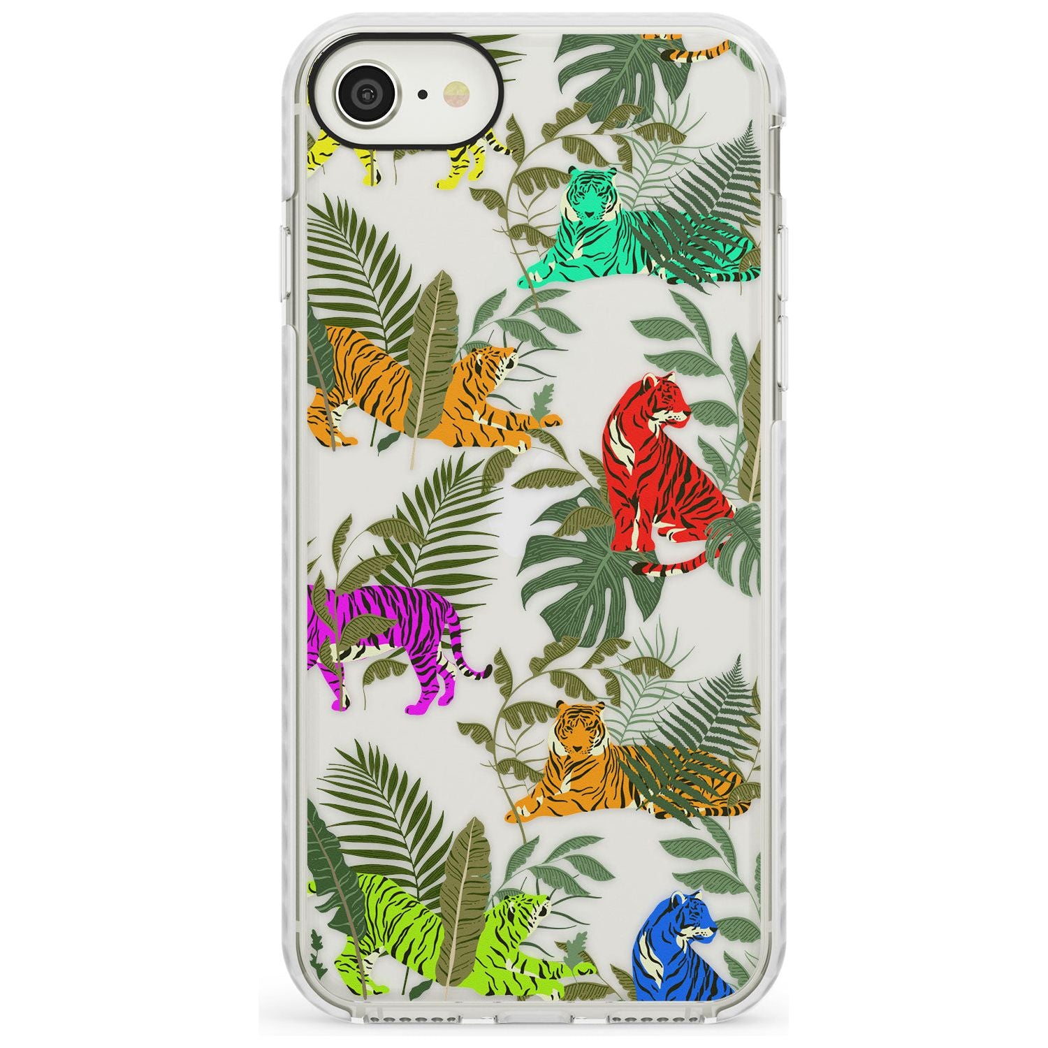 Colourful Tiger Jungle Cat Pattern Impact Phone Case for iPhone SE 8 7 Plus