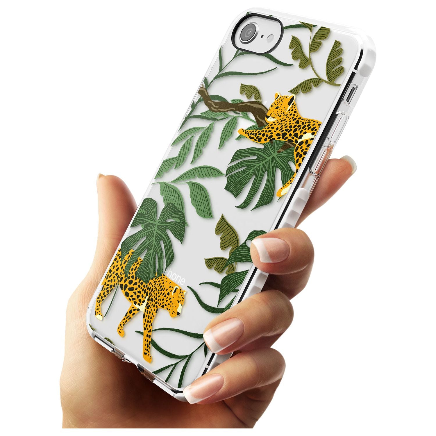 Two Jaguars & Foliage Jungle Cat Pattern Impact Phone Case for iPhone SE 8 7 Plus
