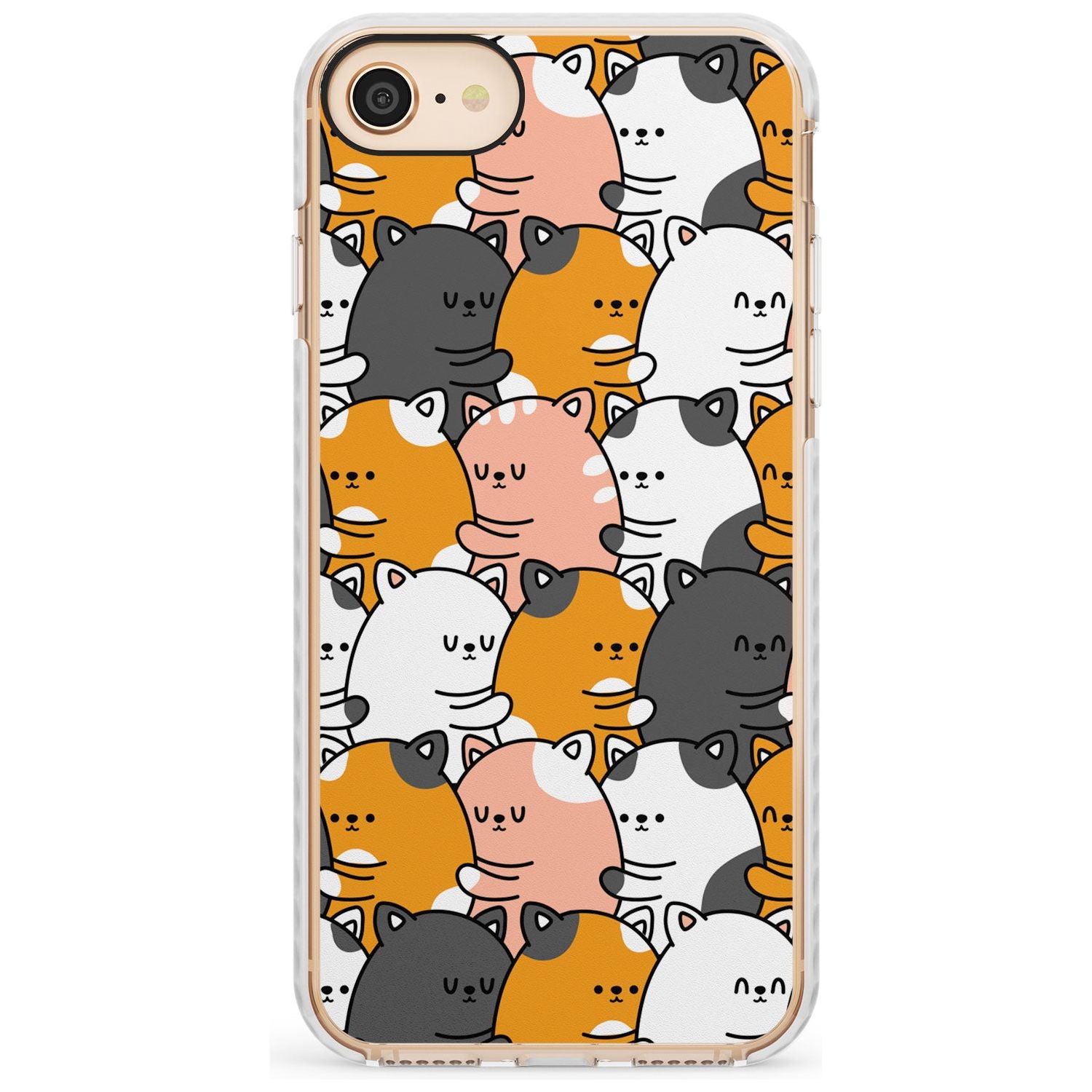 Spooning Cats Kawaii Pattern Impact Phone Case for iPhone SE 8 7 Plus