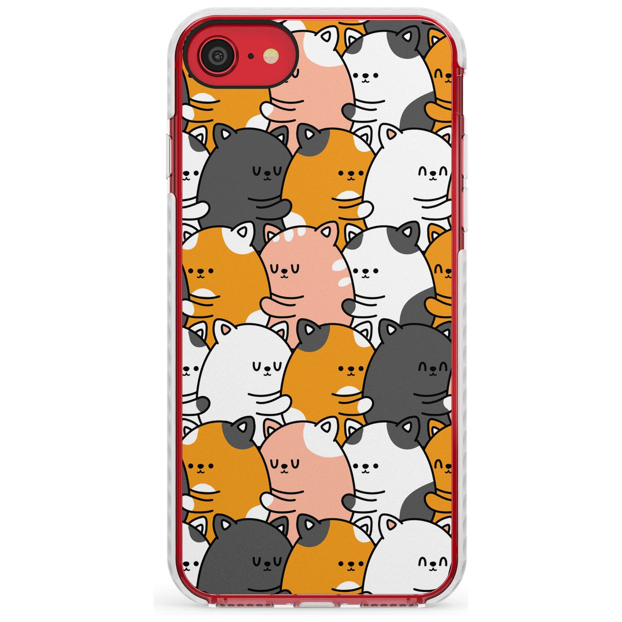 Spooning Cats Kawaii Pattern Impact Phone Case for iPhone SE 8 7 Plus