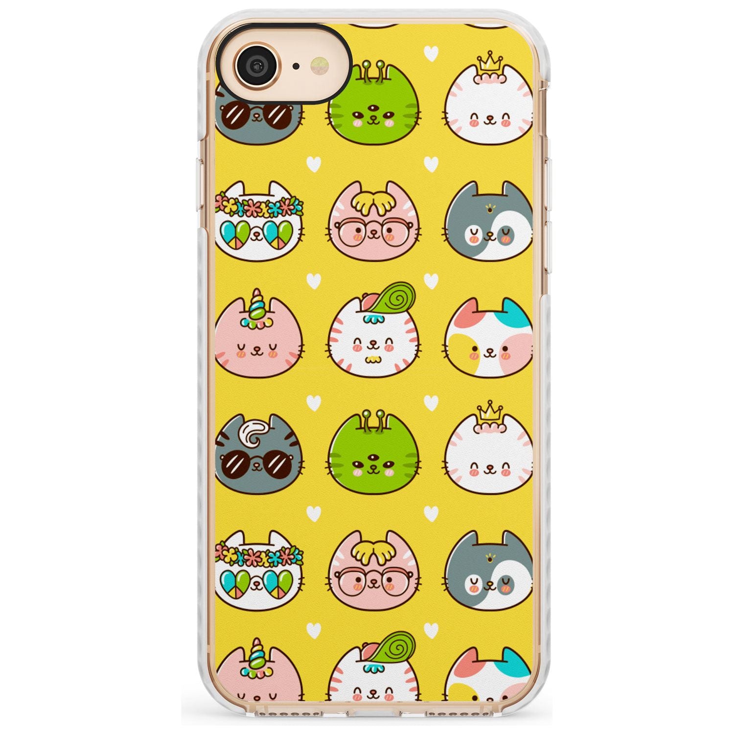Mythical Cats Kawaii Pattern Impact Phone Case for iPhone SE 8 7 Plus