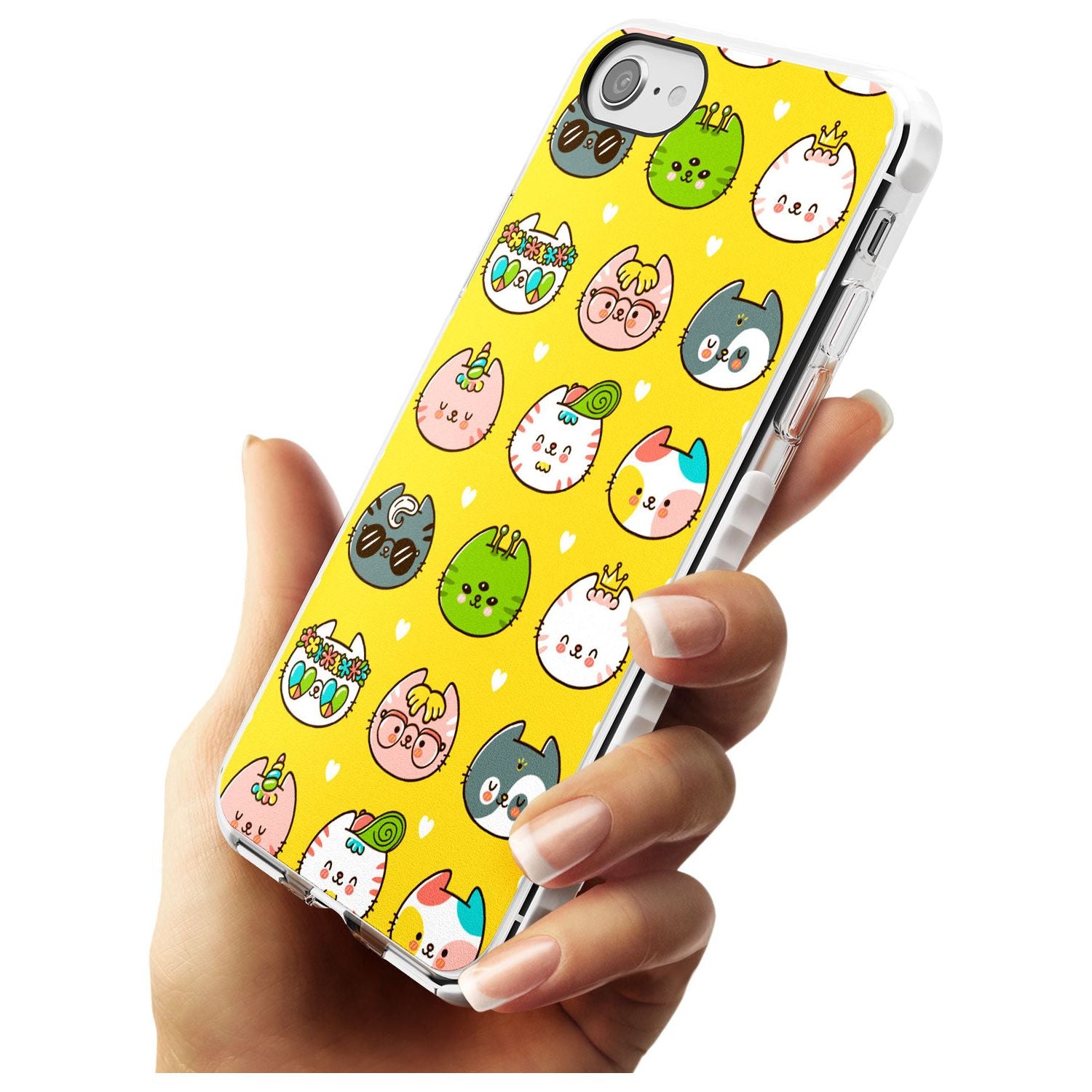 Mythical Cats Kawaii Pattern Impact Phone Case for iPhone SE 8 7 Plus