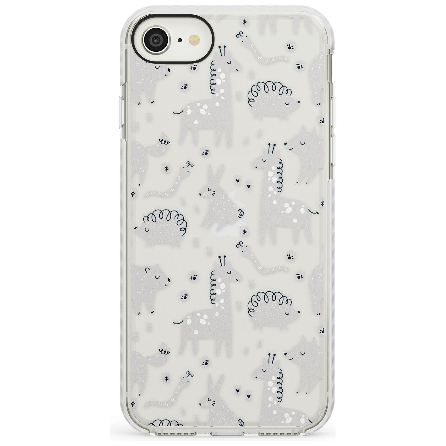 Adorable Mixed Animals Pattern (Clear) Impact Phone Case for iPhone SE 8 7 Plus