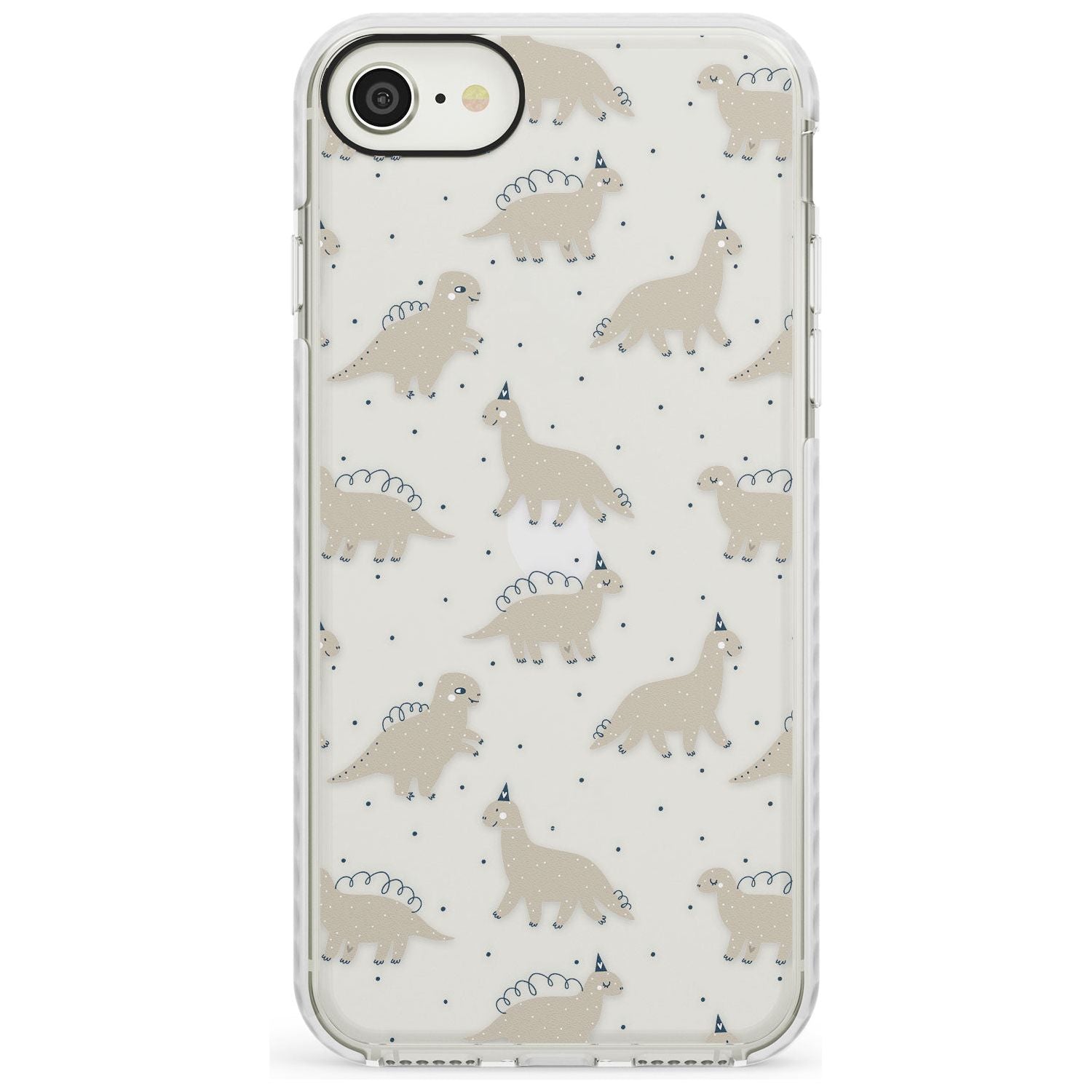 Adorable Dinosaurs Pattern (Clear) Impact Phone Case for iPhone SE 8 7 Plus