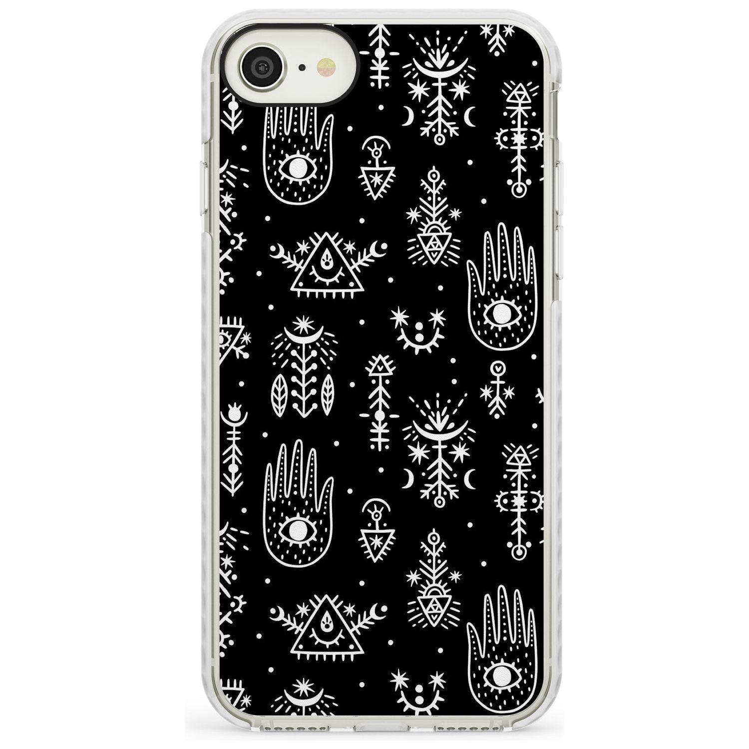 Tribal Palms - White on Black Impact Phone Case for iPhone SE 8 7 Plus
