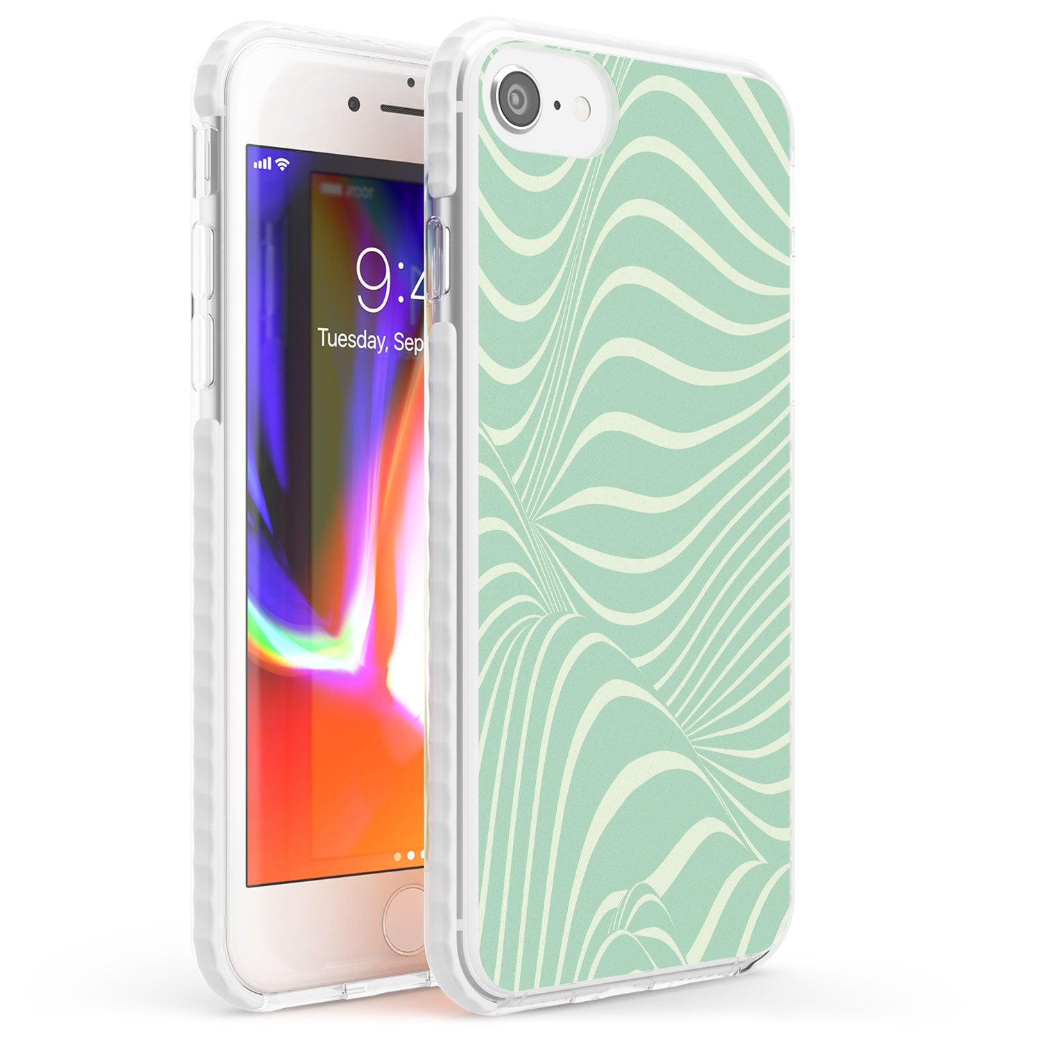 Mint Green Distorted Line Phone Case iPhone 7/8 / Impact Case,iPhone SE / Impact Case Blanc Space