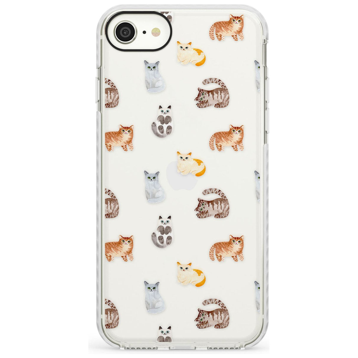 Cute Cat Pattern - Clear Slim TPU Phone Case for iPhone SE 8 7 Plus