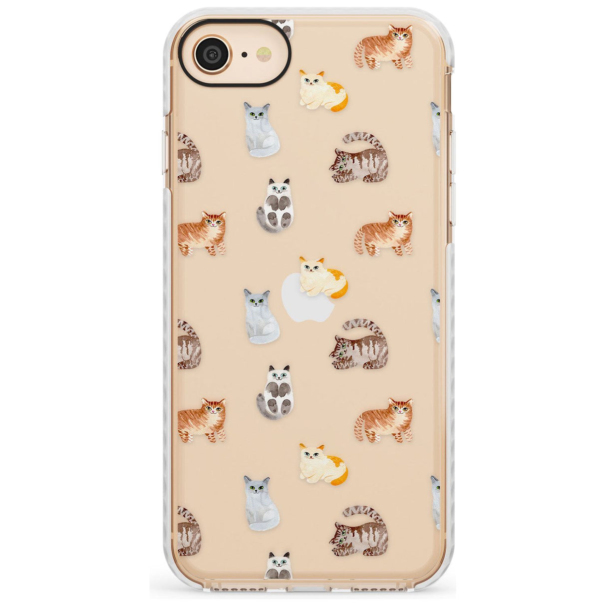 Cute Cat Pattern - Clear Slim TPU Phone Case for iPhone SE 8 7 Plus