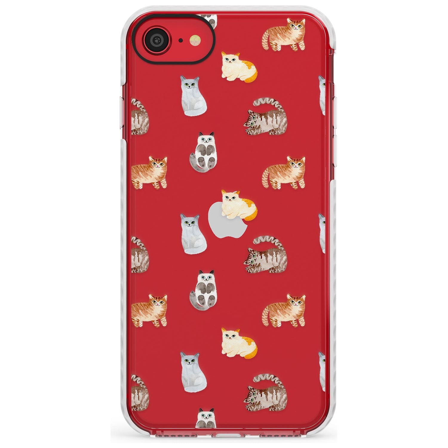 Cute Cat Pattern - Clear Slim TPU Phone Case for iPhone SE 8 7 Plus