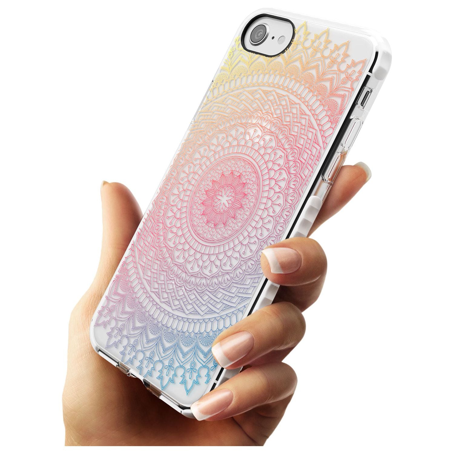 Large Rainbow Mandala Transparent Design Slim TPU Phone Case for iPhone SE 8 7 Plus
