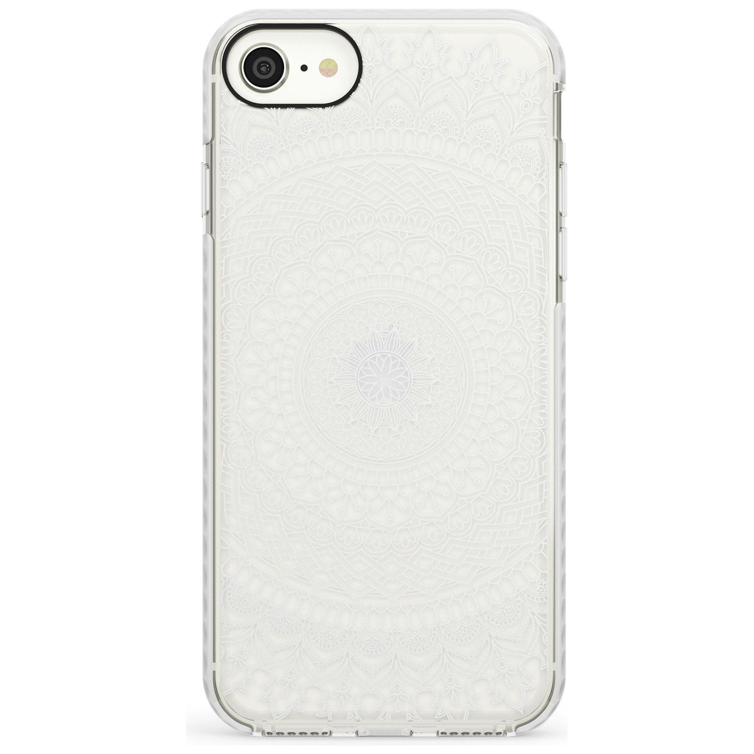 Large White Mandala Transparent Design Slim TPU Phone Case for iPhone SE 8 7 Plus