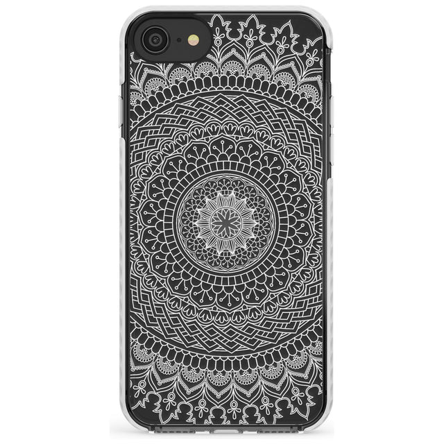 Large White Mandala Transparent Design Slim TPU Phone Case for iPhone SE 8 7 Plus