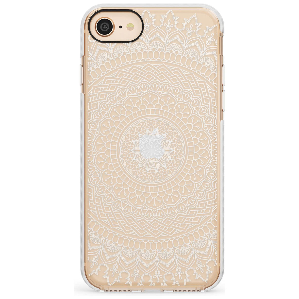 Large White Mandala Transparent Design Slim TPU Phone Case for iPhone SE 8 7 Plus