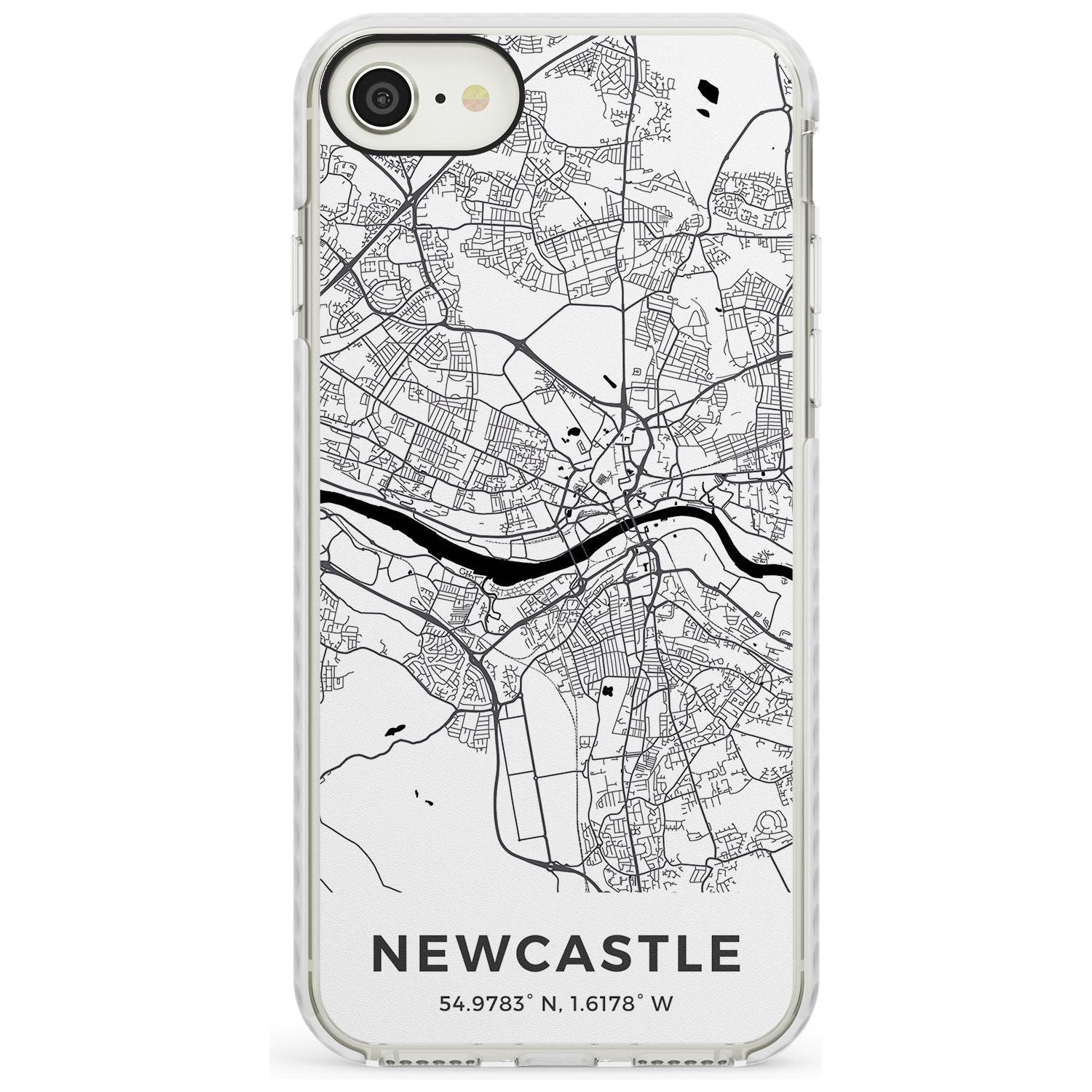 Map of Newcastle, England Impact Phone Case for iPhone SE 8 7 Plus
