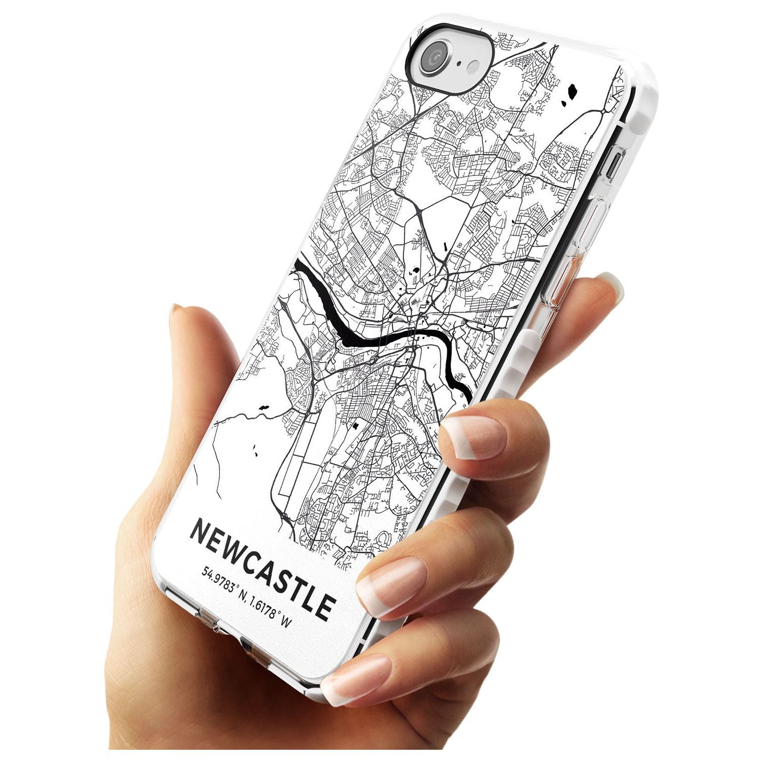 Map of Newcastle, England Impact Phone Case for iPhone SE 8 7 Plus