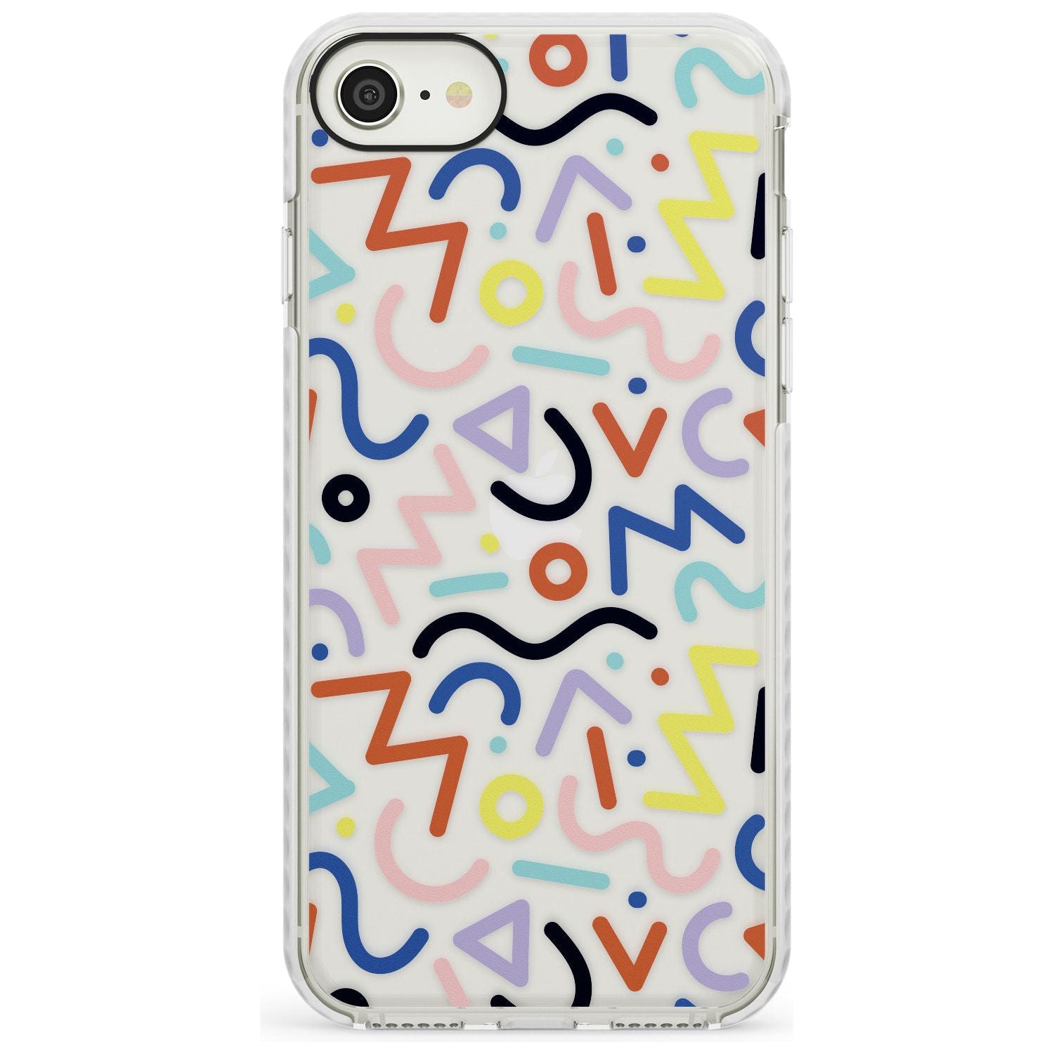 Colourful Squiggles Memphis Retro Pattern Design Impact Phone Case for iPhone SE 8 7 Plus