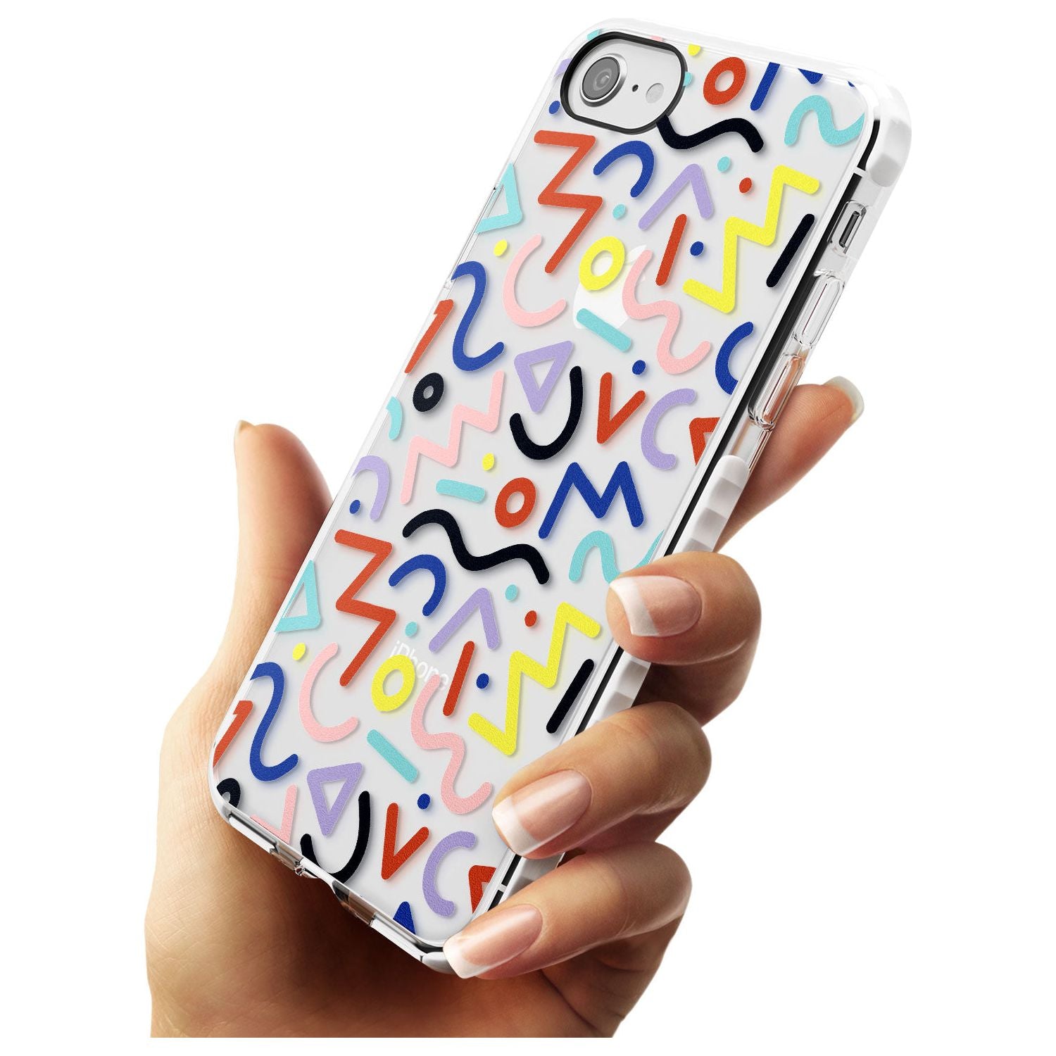 Colourful Squiggles Memphis Retro Pattern Design Impact Phone Case for iPhone SE 8 7 Plus