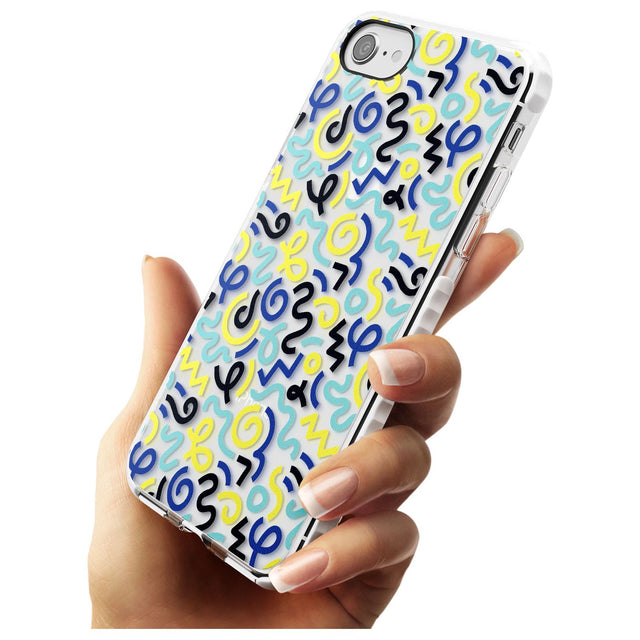 Blue & Yellow Shapes Memphis Retro Pattern Design Impact Phone Case for iPhone SE 8 7 Plus