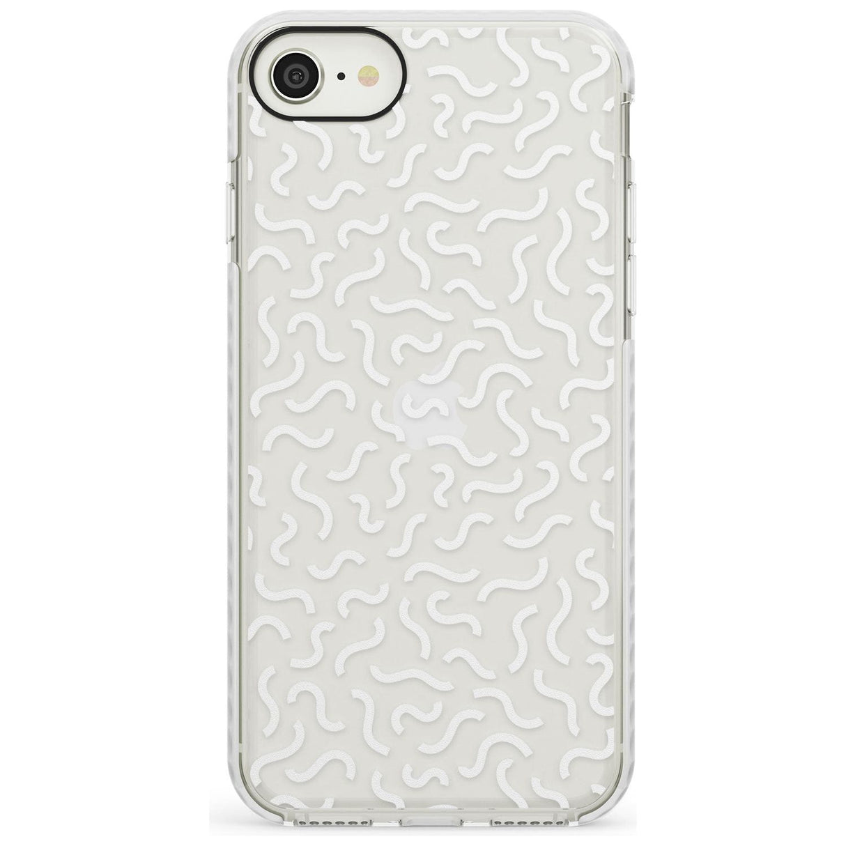 White Wavy Squiggles Memphis Retro Pattern Design Impact Phone Case for iPhone SE 8 7 Plus