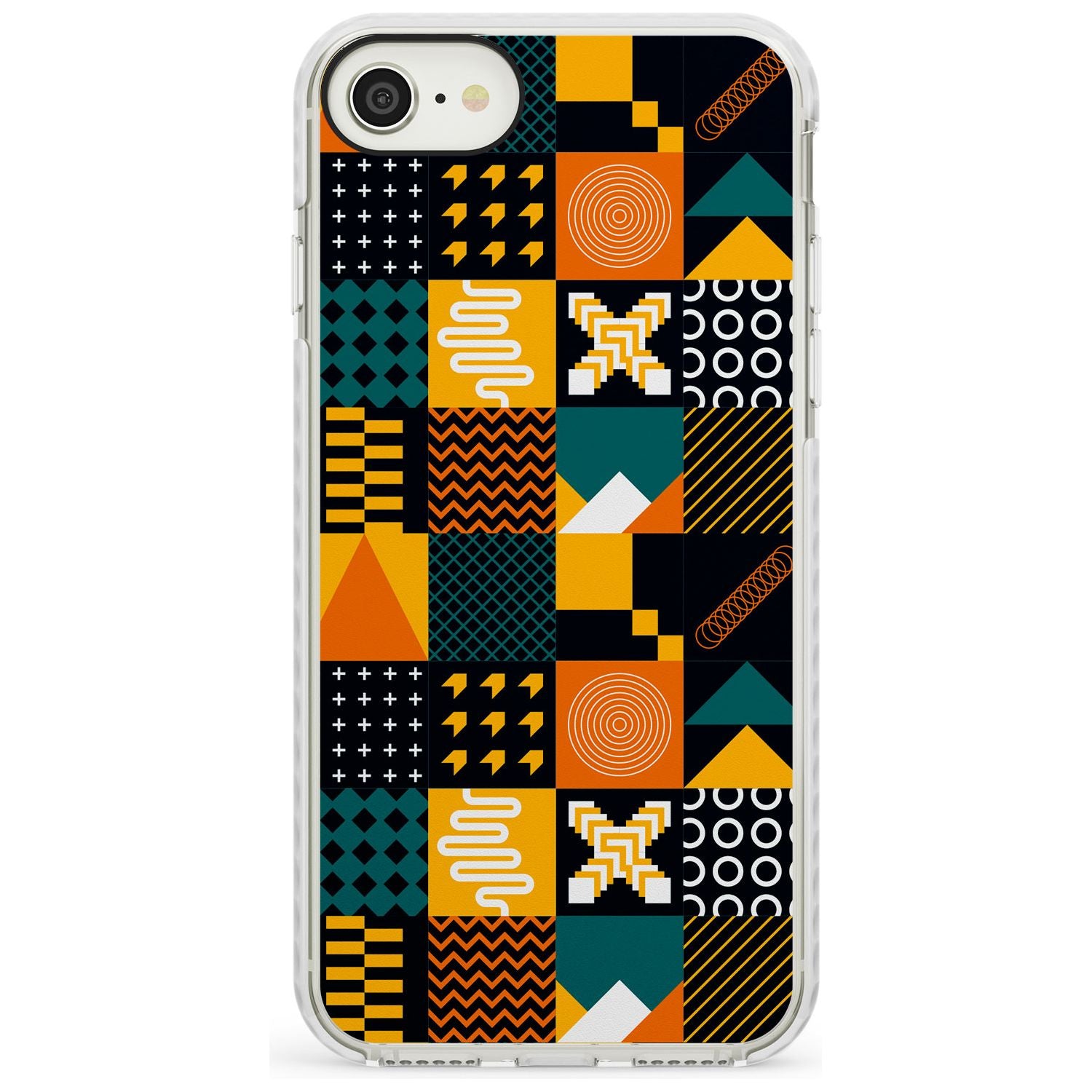 Funky Geometric Patterns: Orange & Dark Green Phone Case iPhone 7/8 / Impact Case,iPhone SE / Impact Case Blanc Space