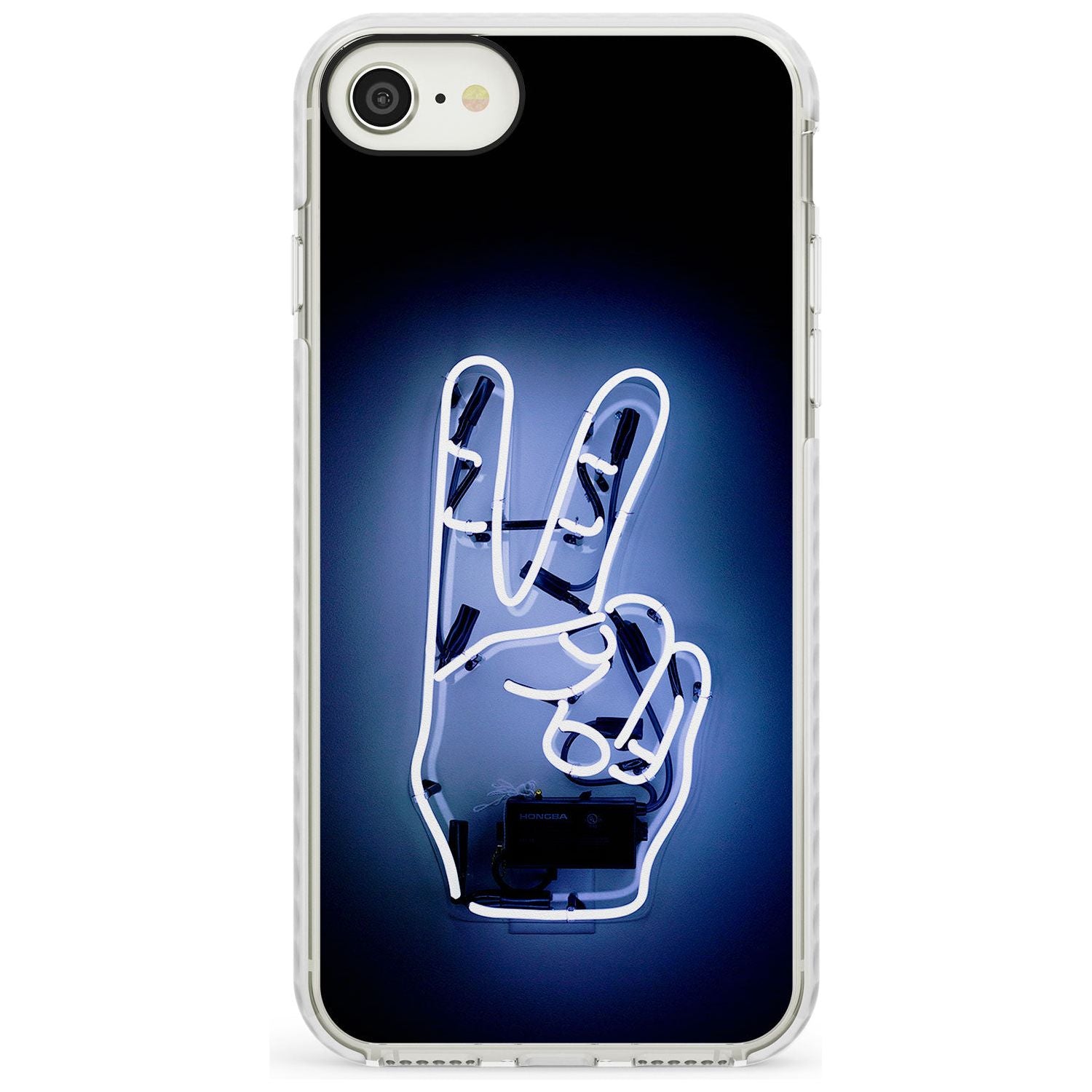 Peace Sign Hand Neon Sign Impact Phone Case for iPhone SE 8 7 Plus