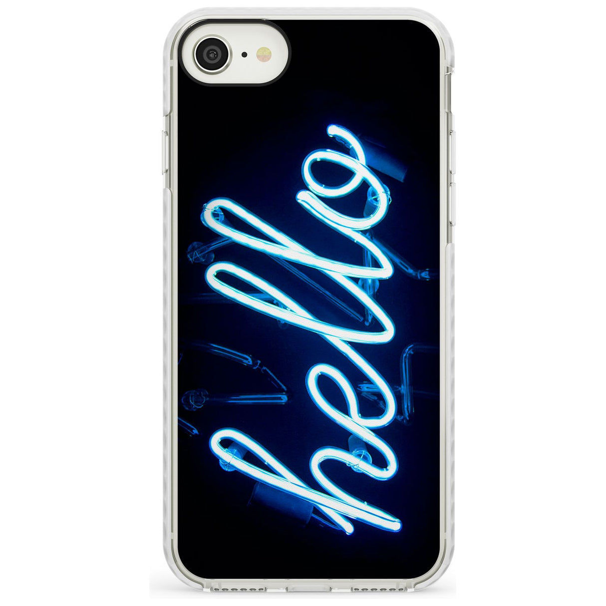 "Hello" Blue Cursive Neon Sign Impact Phone Case for iPhone SE 8 7 Plus