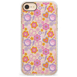 Peace, Love and Flowers Pattern Impact Phone Case for iPhone SE 8 7 Plus