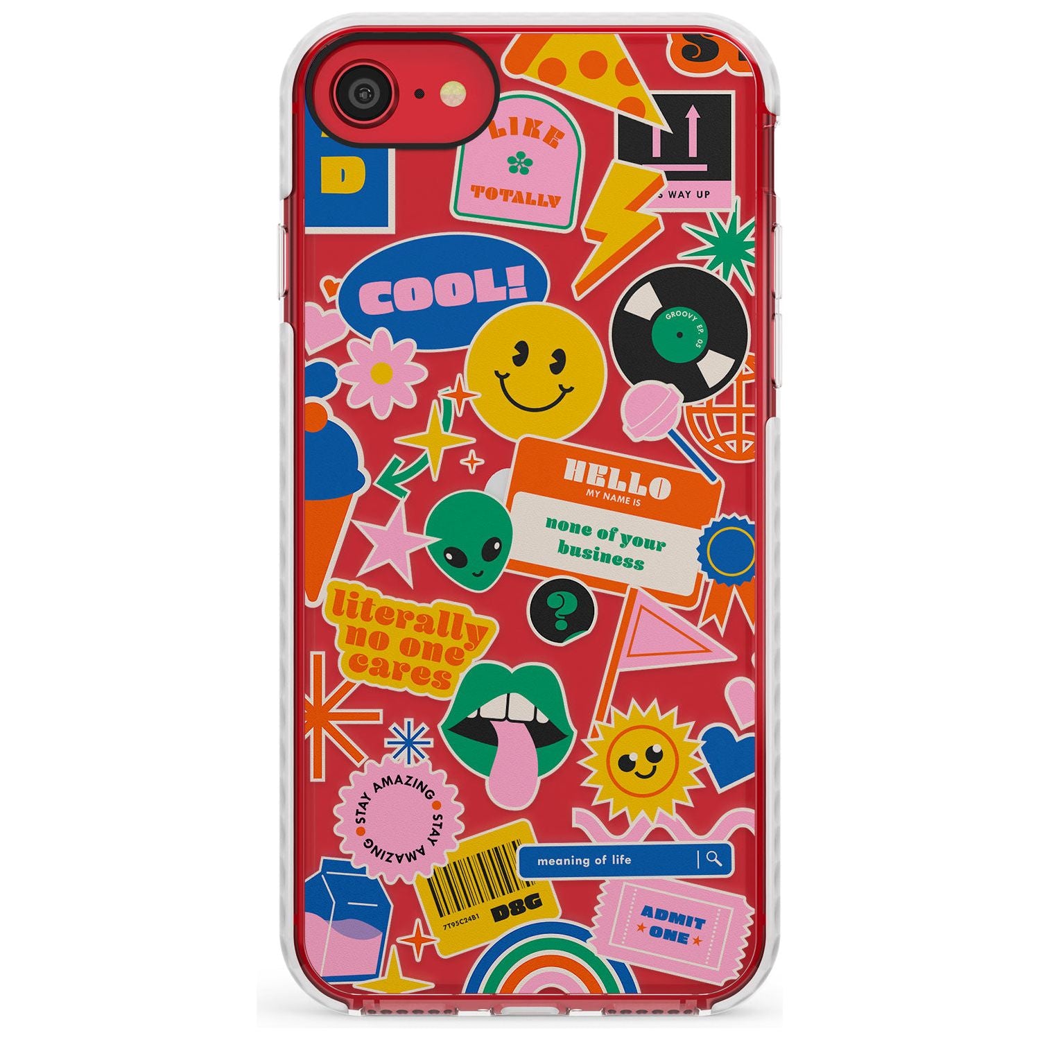 Nostalgic Stickers #1 Slim TPU Phone Case for iPhone SE 8 7 Plus