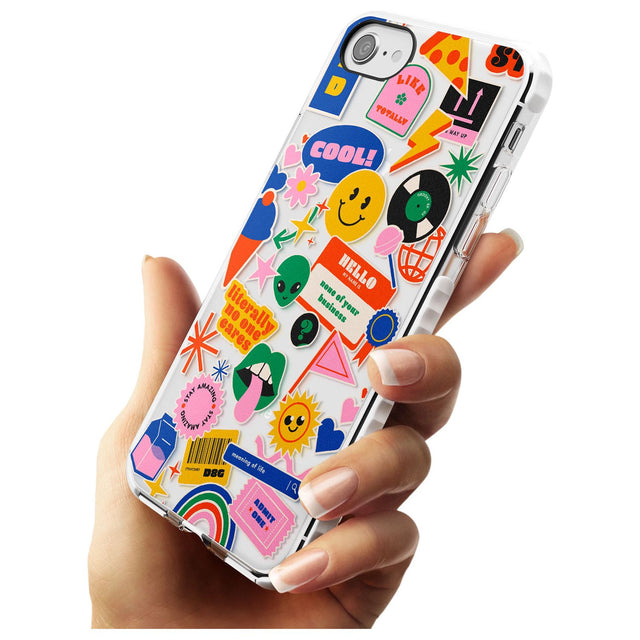 Nostalgic Stickers #1 Slim TPU Phone Case for iPhone SE 8 7 Plus