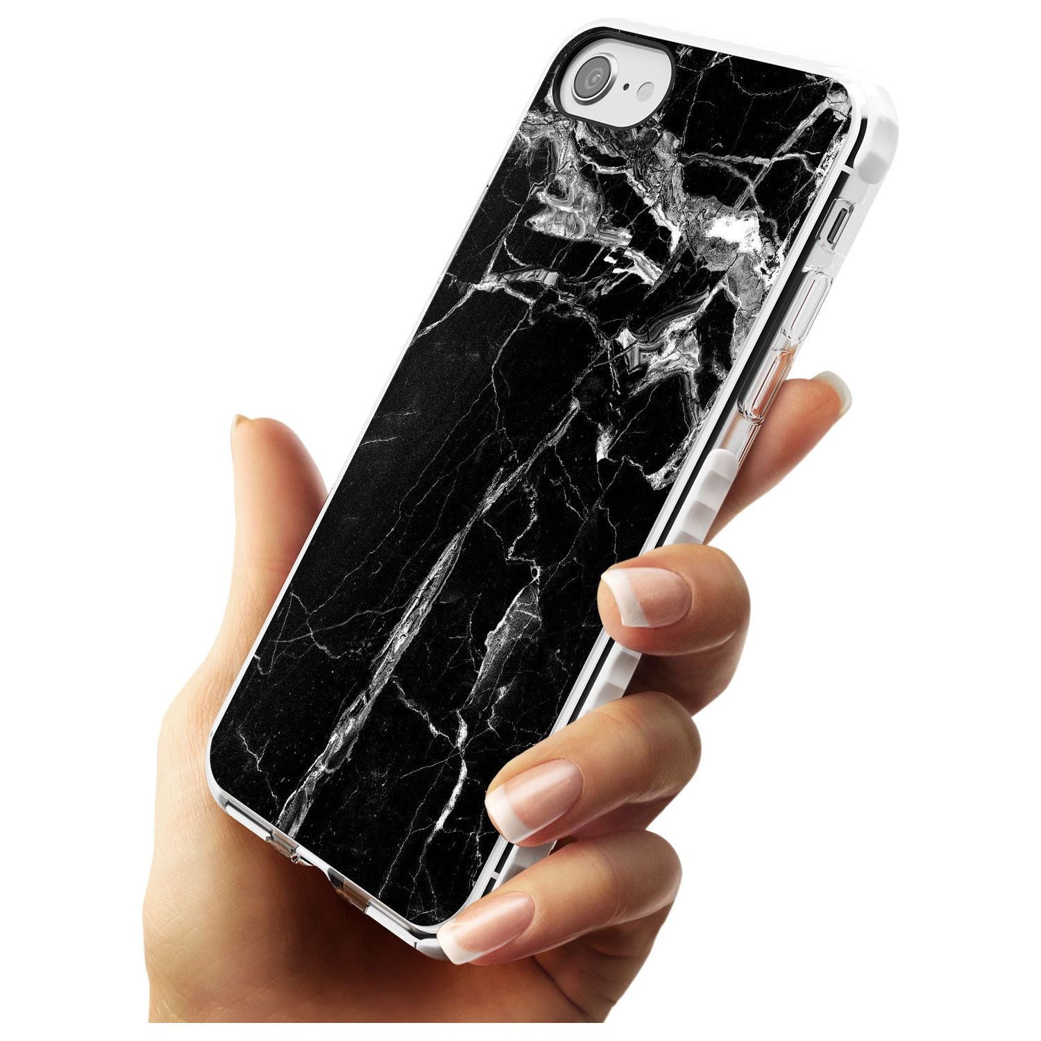Black Onyx Marble Texture Slim TPU Phone Case for iPhone SE 8 7 Plus