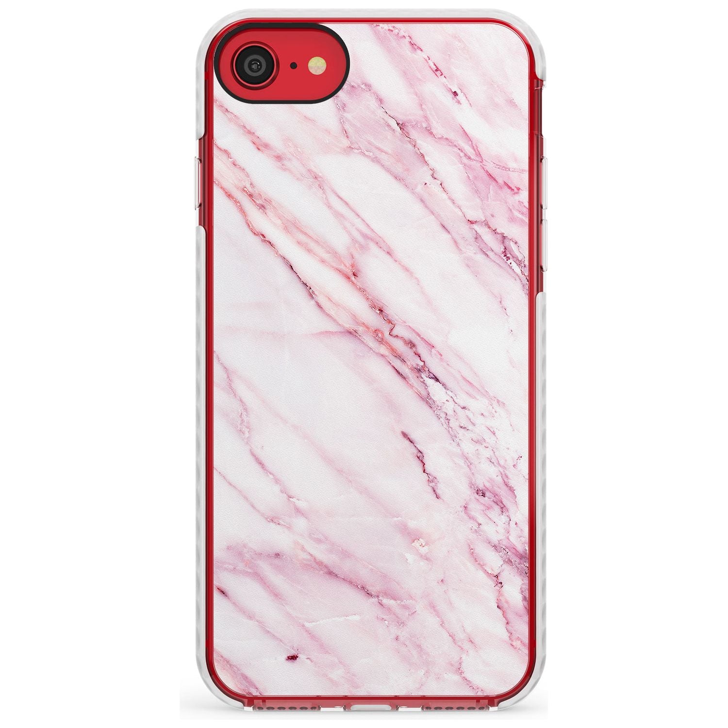 White & Pink Onyx Marble Texture Slim TPU Phone Case for iPhone SE 8 7 Plus