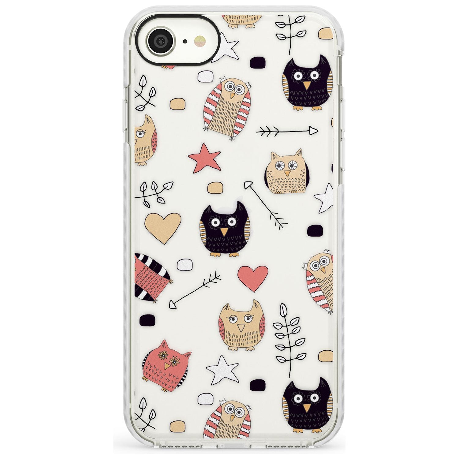Cute Owl Pattern Impact Phone Case for iPhone SE 8 7 Plus