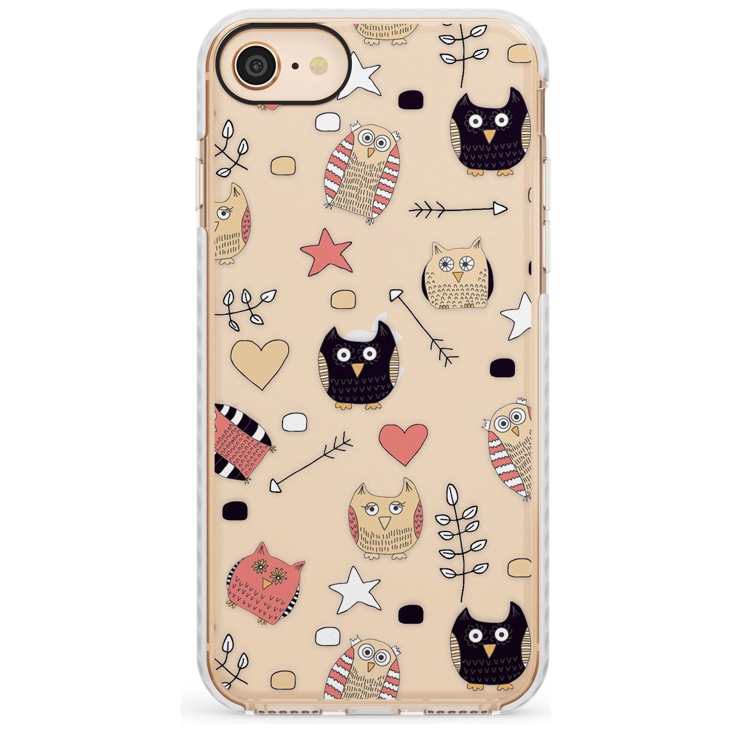Cute Owl Pattern Impact Phone Case for iPhone SE 8 7 Plus