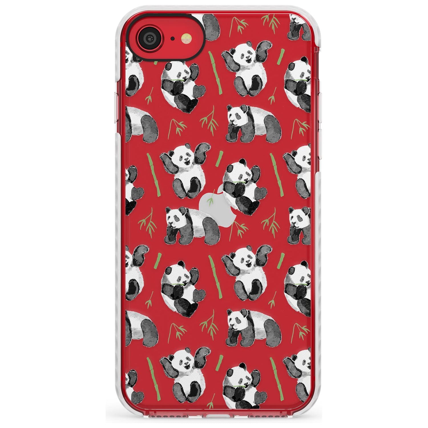 Watercolour Panda Pattern Slim TPU Phone Case for iPhone SE 8 7 Plus