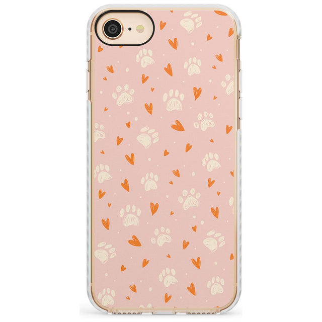 Paws & Hearts Pattern Slim TPU Phone Case for iPhone SE 8 7 Plus