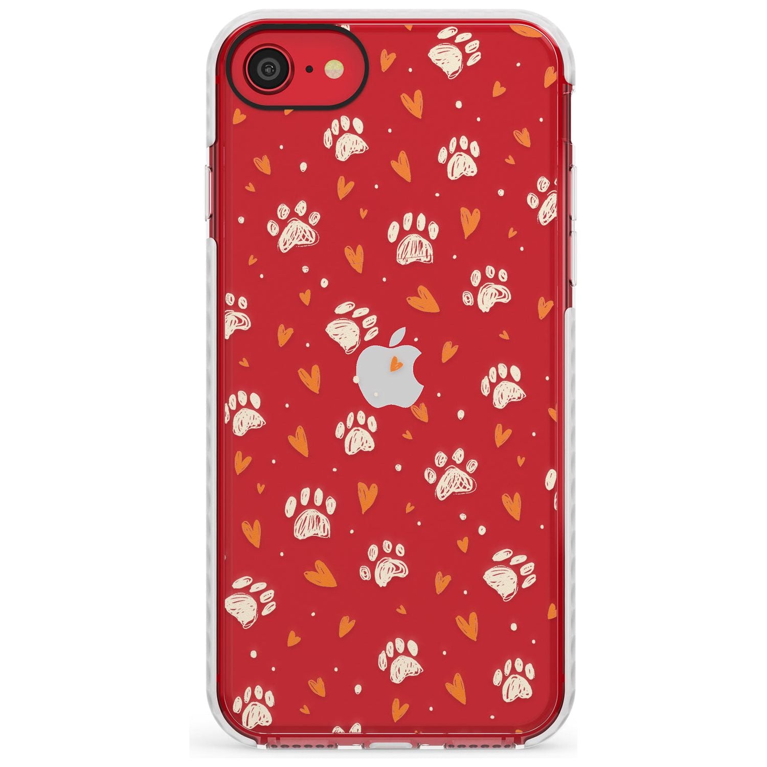 Paws & Hearts Pattern (Clear) Slim TPU Phone Case for iPhone SE 8 7 Plus