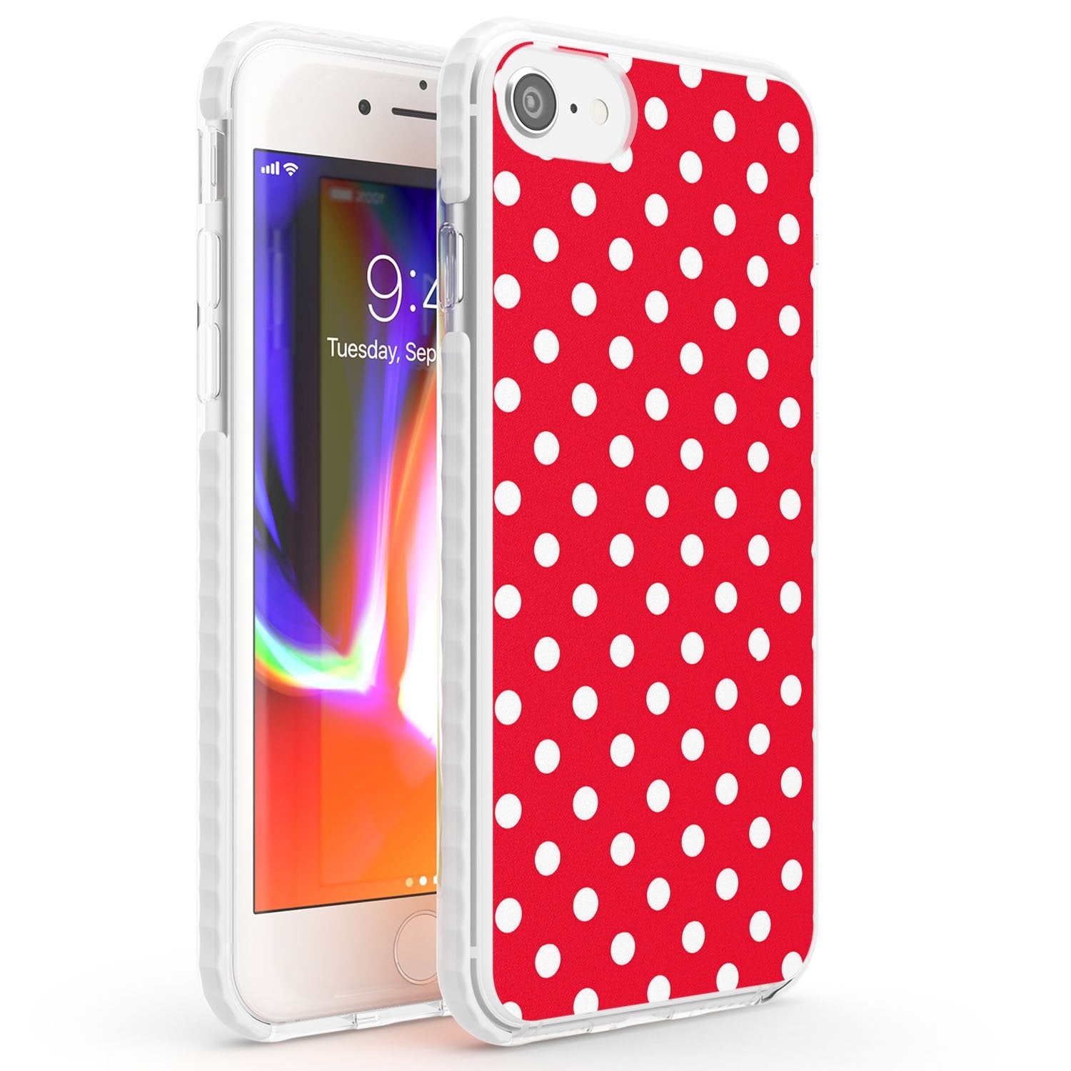 Designer Lava Red Polka Dot Phone Case iPhone 7/8 / Impact Case,iPhone SE / Impact Case Blanc Space