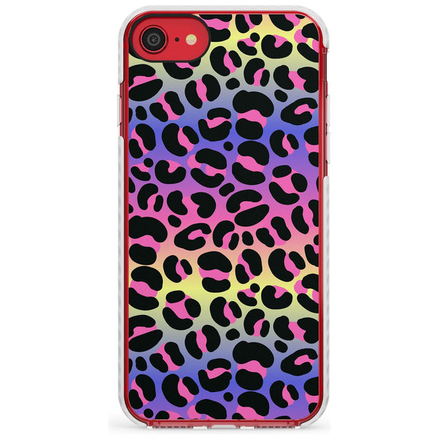 Rainbow Gradient Leopard Print Slim TPU Phone Case for iPhone SE 8 7 Plus
