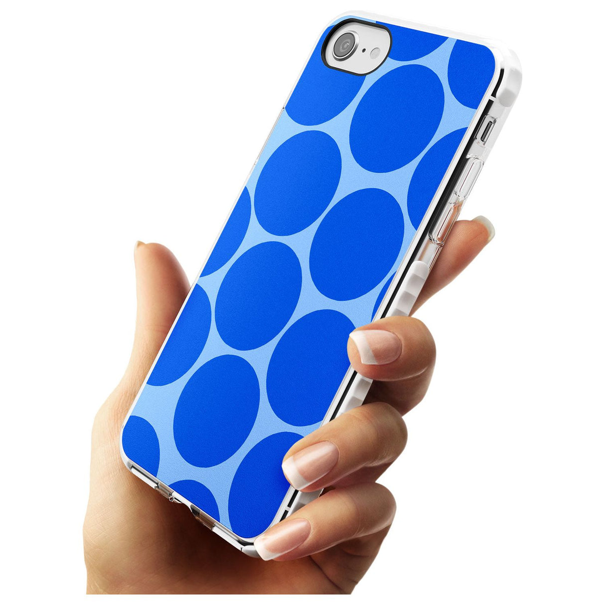 Abstract Retro Shapes: Blue Dots Slim TPU Phone Case for iPhone SE 8 7 Plus