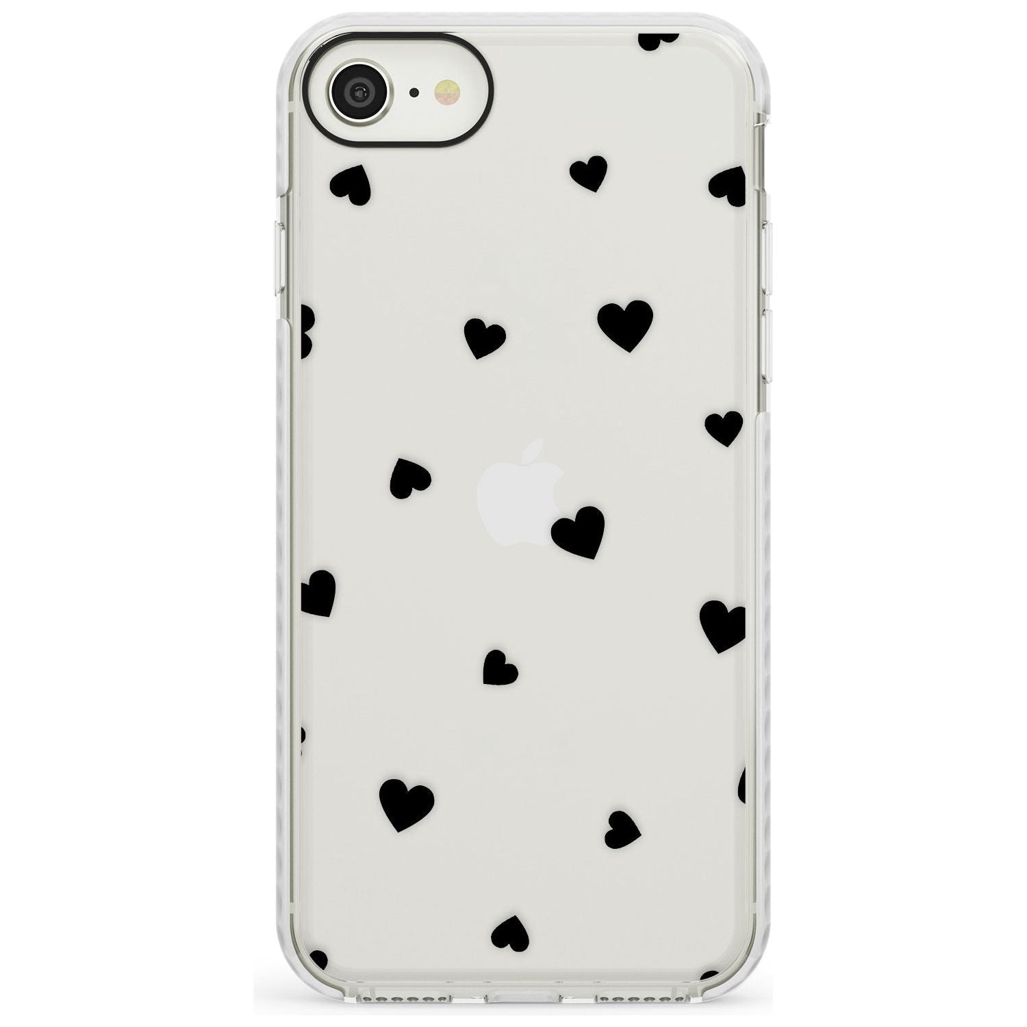 Black Hearts Pattern Impact Phone Case for iPhone SE 8 7 Plus