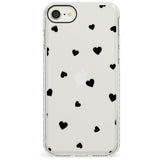 Black Hearts Pattern Impact Phone Case for iPhone SE 8 7 Plus