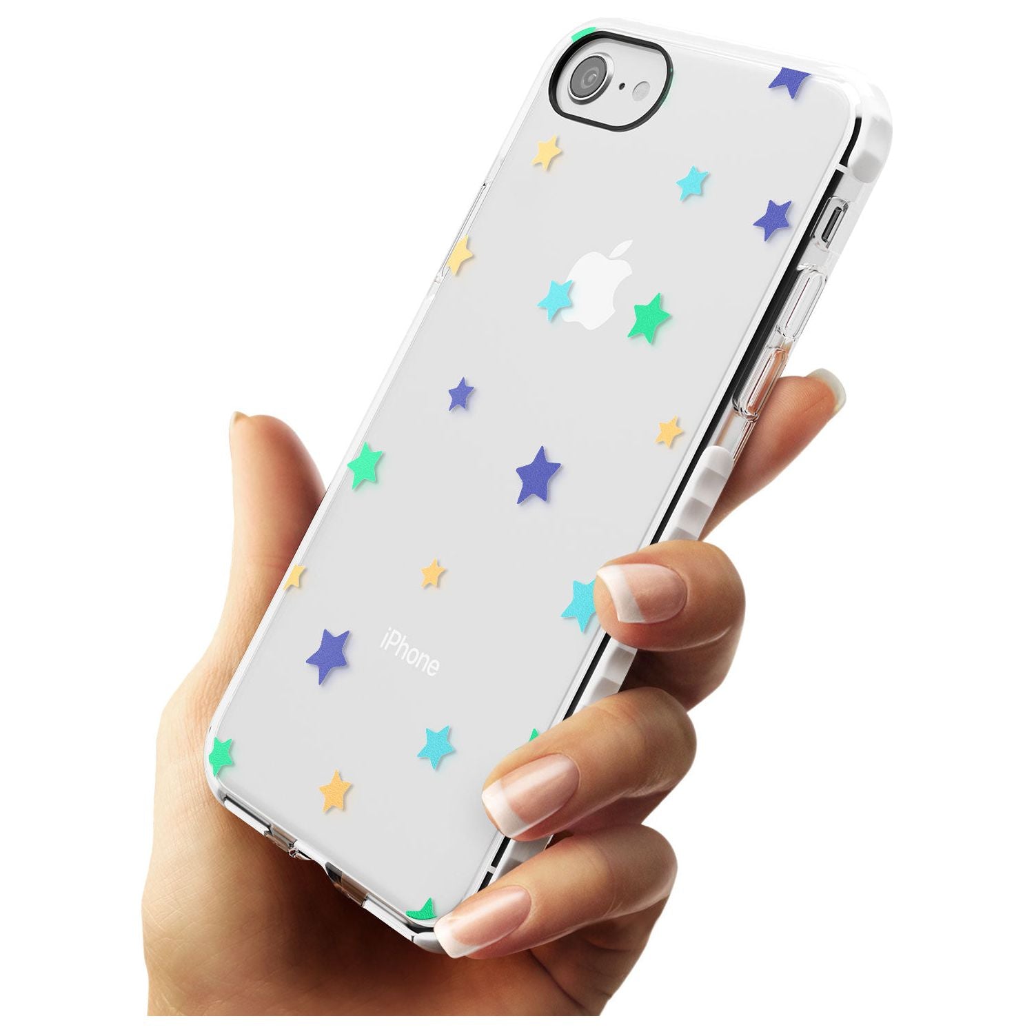 White Stars Pattern Impact Phone Case for iPhone SE 8 7 Plus