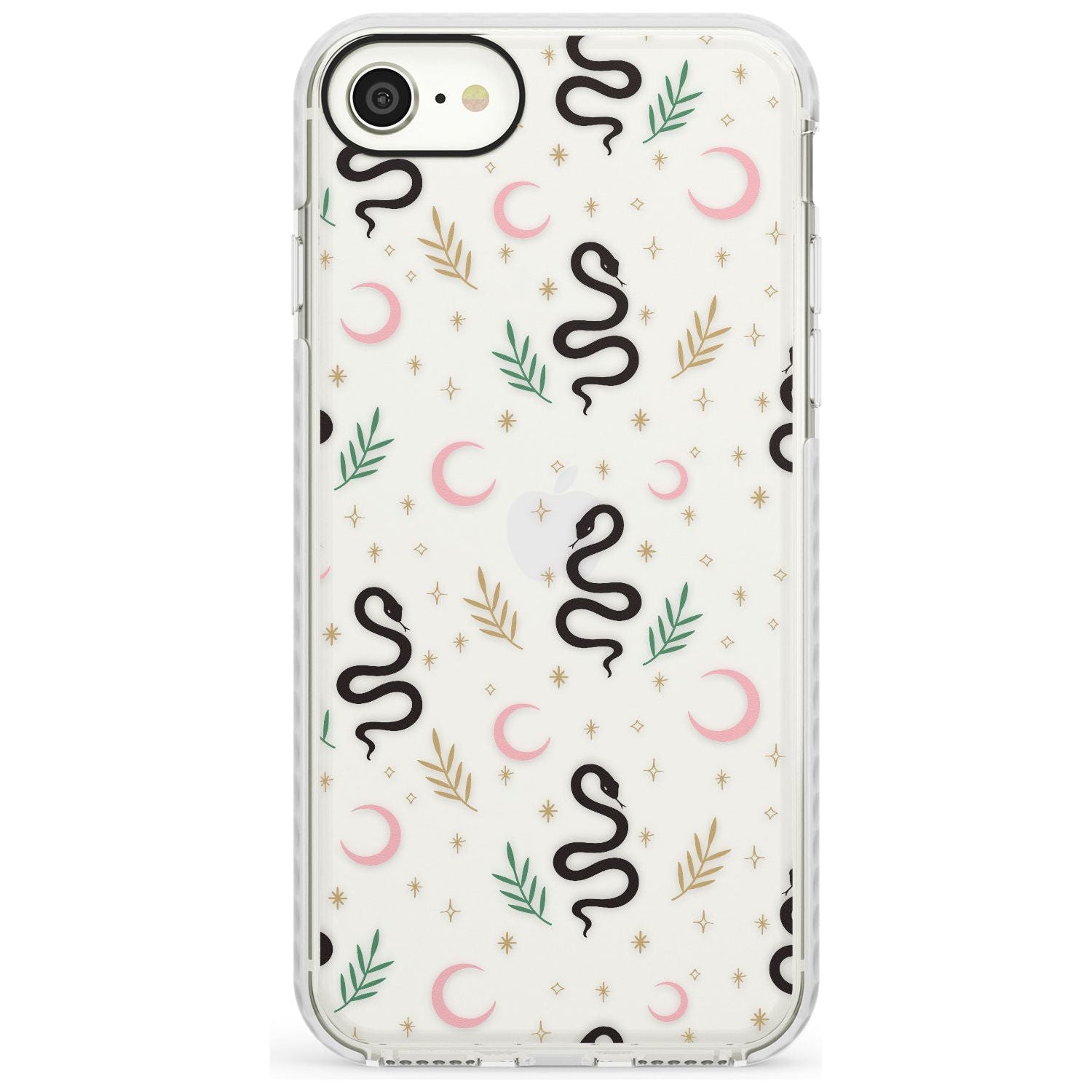 Snake & Moon Pattern (Clear) Slim TPU Phone Case for iPhone SE 8 7 Plus