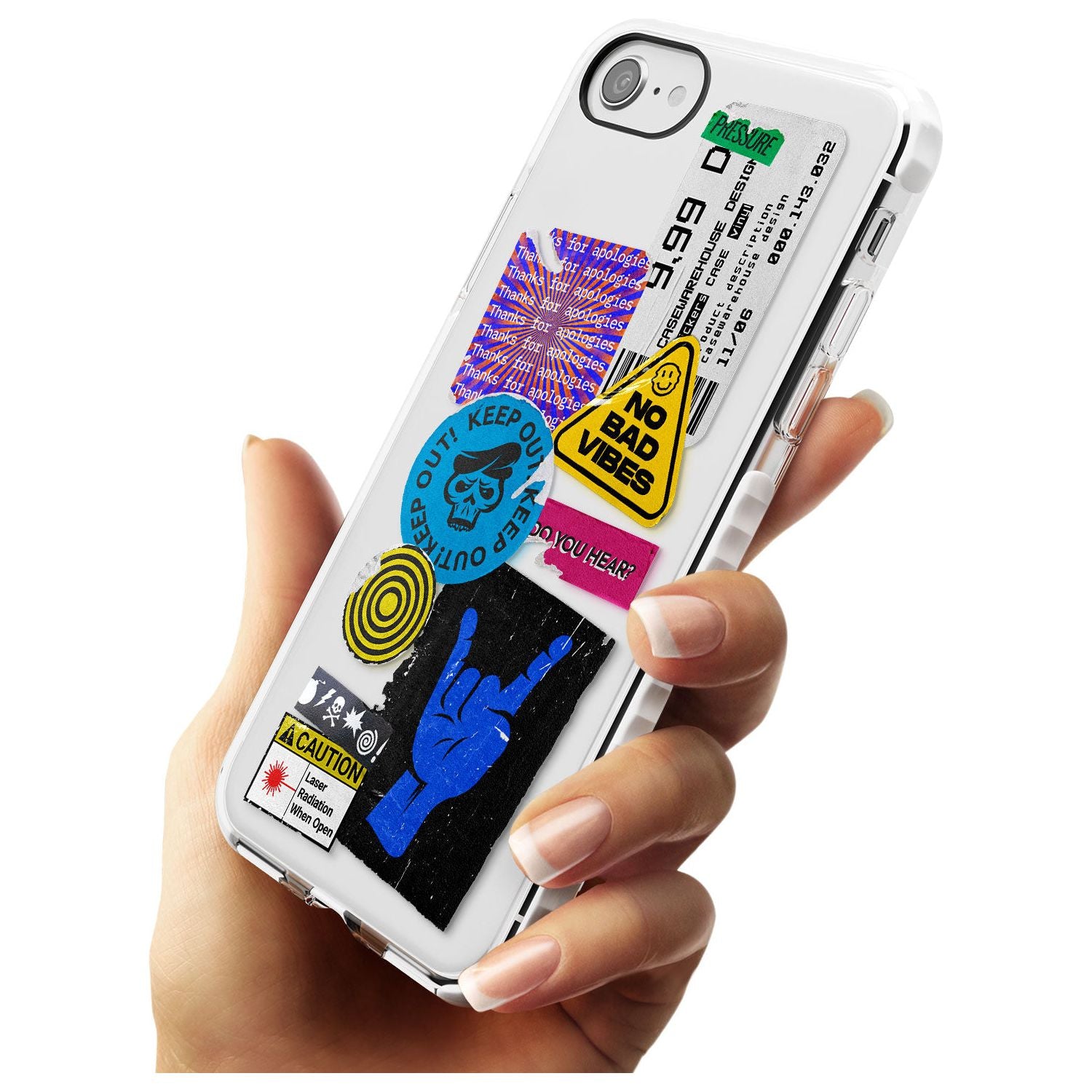 No Bad Vibes Sticker Mix Slim TPU Phone Case for iPhone SE 8 7 Plus
