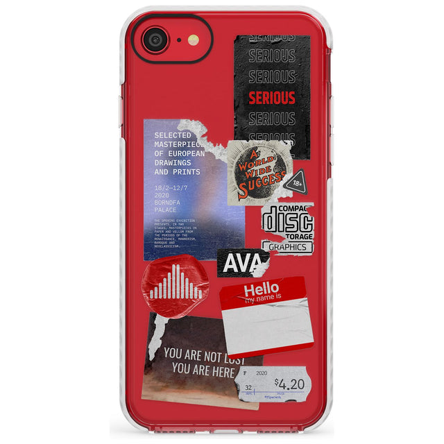 Red & Black Sticker Mix Slim TPU Phone Case for iPhone SE 8 7 Plus