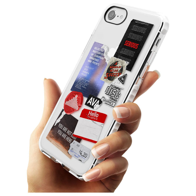Red & Black Sticker Mix Slim TPU Phone Case for iPhone SE 8 7 Plus