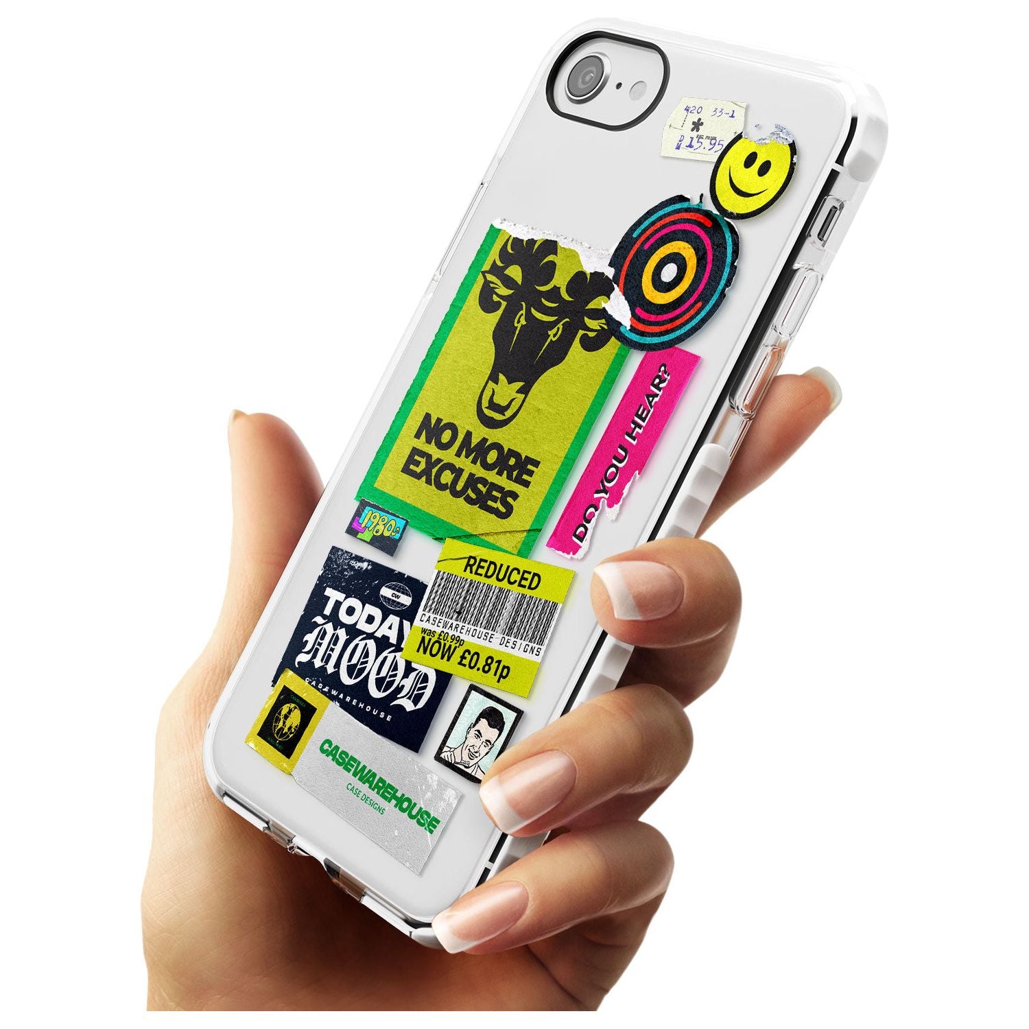 No More Excuses Sticker Mix Slim TPU Phone Case for iPhone SE 8 7 Plus