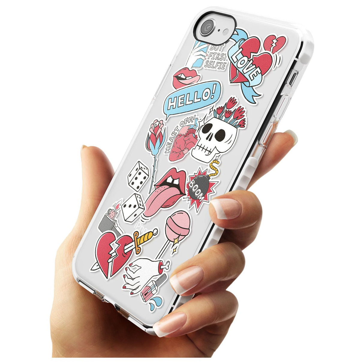 Skull & Flowers Sticker  iPhone Case   Phone Case - Case Warehouse