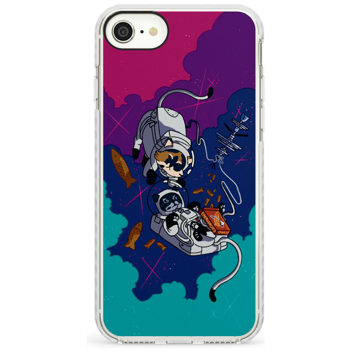 CATS IN SPACE Slim TPU Phone Case for iPhone SE 8 7 Plus